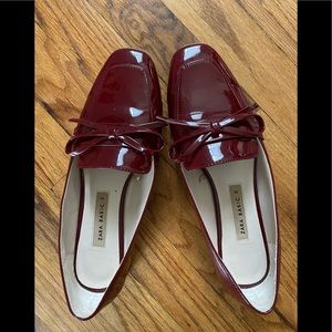 Zara Basic Red Patent Leather Loafers
